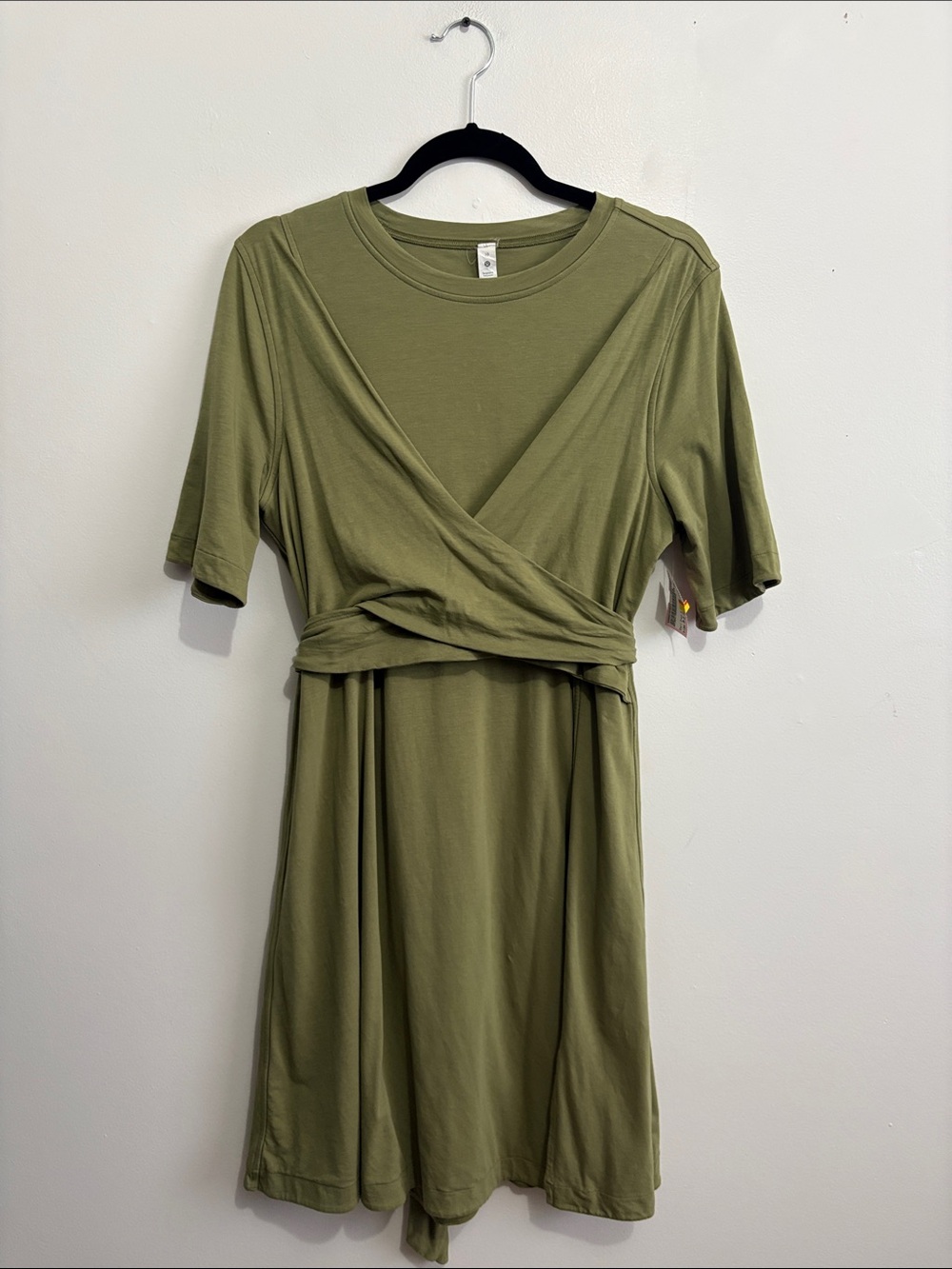 Lululemon Cotton Wrap-Front T-Shirt Dress size 10 in Bronze Green - Picture 5 of 6